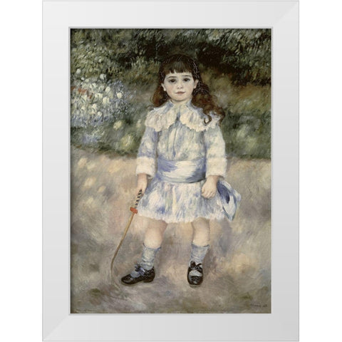 Child With a Whip White Modern Wood Framed Art Print by Renoir, Pierre-Auguste