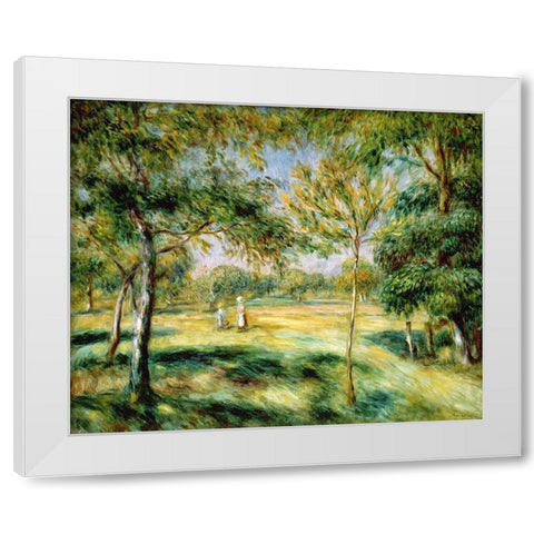 Clairiere White Modern Wood Framed Art Print by Renoir, Pierre-Auguste