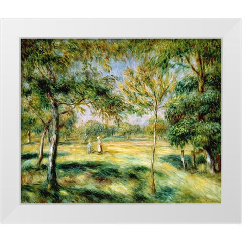 Clairiere White Modern Wood Framed Art Print by Renoir, Pierre-Auguste