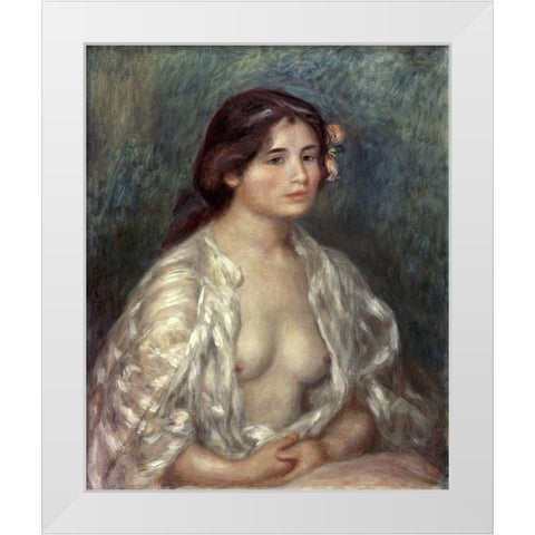 Gabrielle in an Open Blouse White Modern Wood Framed Art Print by Renoir, Pierre-Auguste