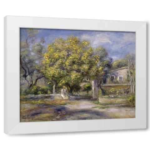 Houses at Cagnes White Modern Wood Framed Art Print by Renoir, Pierre-Auguste