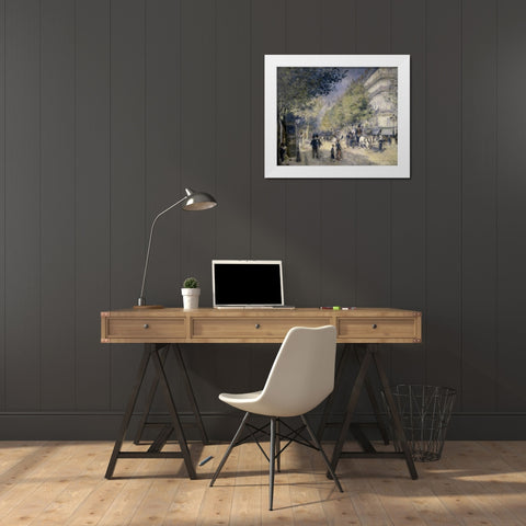 Main Boulevard White Modern Wood Framed Art Print by Renoir, Pierre-Auguste