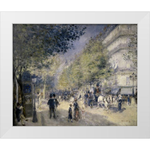 Main Boulevard White Modern Wood Framed Art Print by Renoir, Pierre-Auguste
