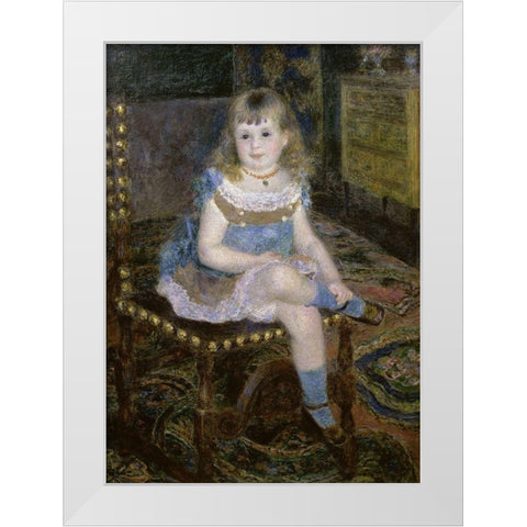 Miss Georgette Charpentier Seated White Modern Wood Framed Art Print by Renoir, Pierre-Auguste