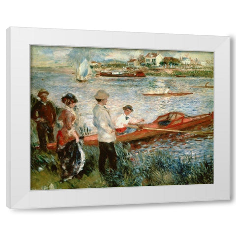 Oarsmen at Chatou White Modern Wood Framed Art Print by Renoir, Pierre-Auguste