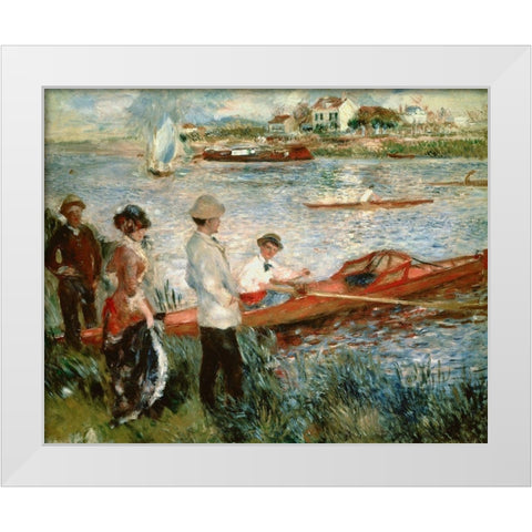 Oarsmen at Chatou White Modern Wood Framed Art Print by Renoir, Pierre-Auguste