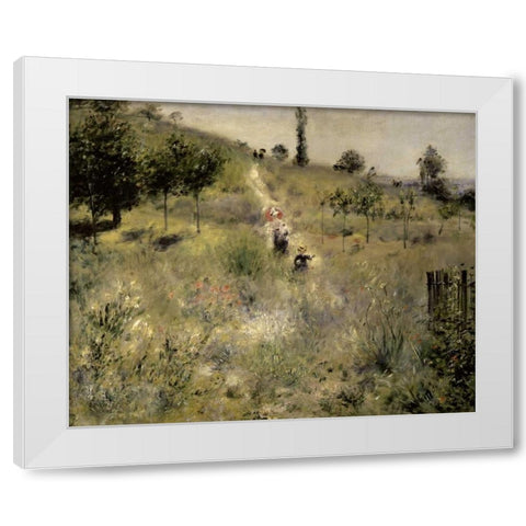 Path Through the Tall Grasses White Modern Wood Framed Art Print by Renoir, Pierre-Auguste