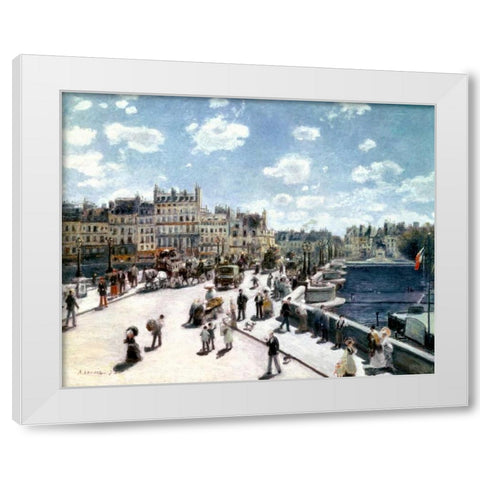 Pont Neuf, Paris White Modern Wood Framed Art Print by Renoir, Pierre-Auguste