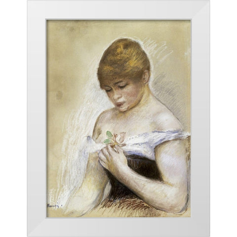 Portrait de Jeanne Samary White Modern Wood Framed Art Print by Renoir, Pierre-Auguste
