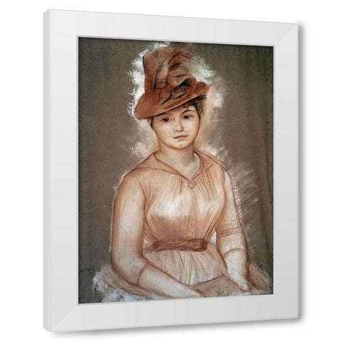 Portrait of a Woman White Modern Wood Framed Art Print by Renoir, Pierre-Auguste