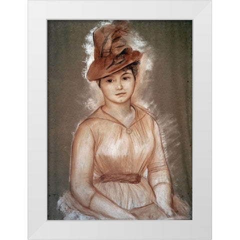 Portrait of a Woman White Modern Wood Framed Art Print by Renoir, Pierre-Auguste