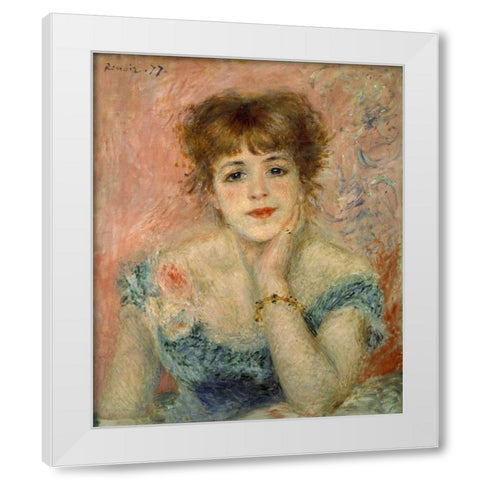 Portrait of Actress Jeanne Samary White Modern Wood Framed Art Print by Renoir, Pierre-Auguste