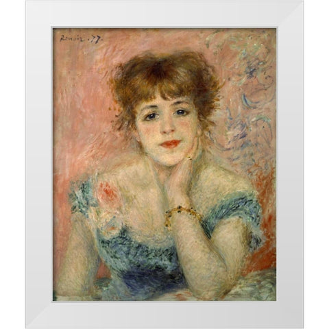 Portrait of Actress Jeanne Samary White Modern Wood Framed Art Print by Renoir, Pierre-Auguste