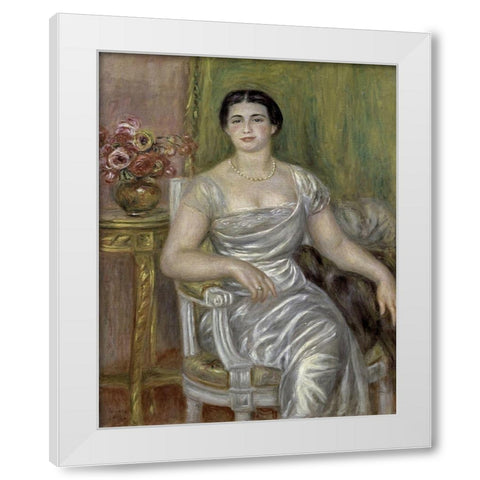 Portrait of the Poetess Alice Valliere White Modern Wood Framed Art Print by Renoir, Pierre-Auguste