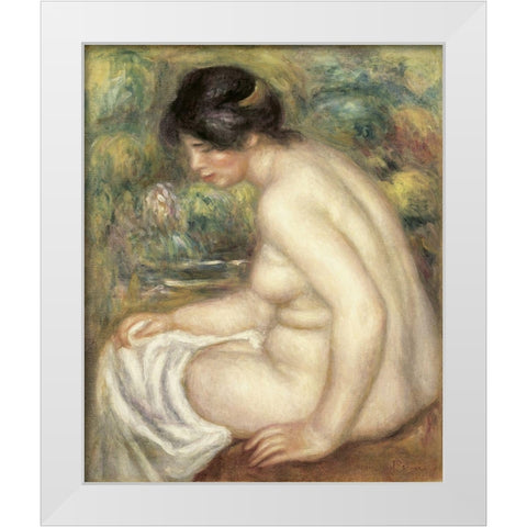 Profile Of Seated Bather White Modern Wood Framed Art Print by Renoir, Pierre-Auguste