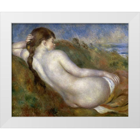Reclining Nude White Modern Wood Framed Art Print by Renoir, Pierre-Auguste