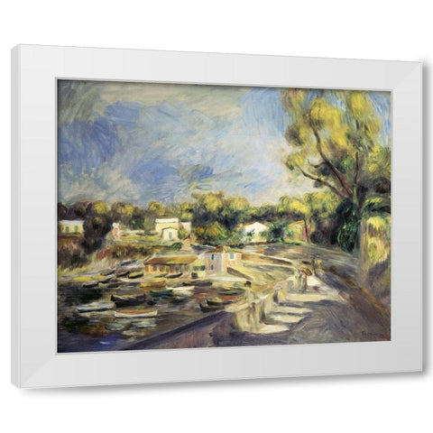 Scenery in Cagnes (Paysage a Cagnes) White Modern Wood Framed Art Print by Renoir, Pierre-Auguste