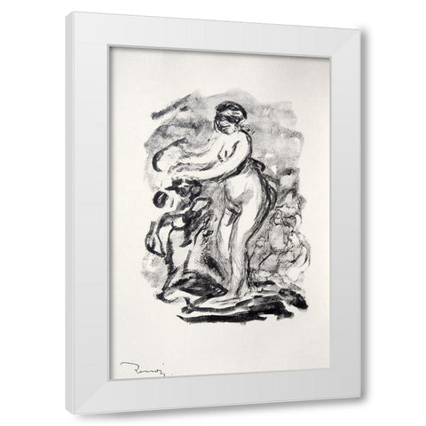 The Bather White Modern Wood Framed Art Print by Renoir, Pierre-Auguste