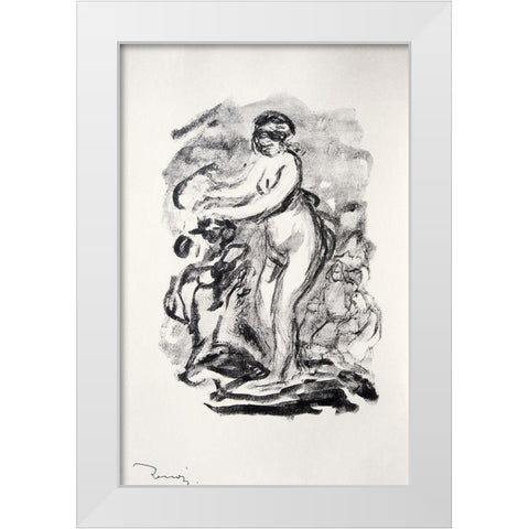 The Bather White Modern Wood Framed Art Print by Renoir, Pierre-Auguste