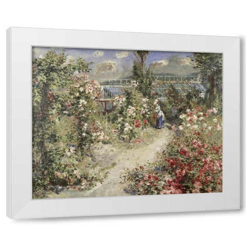 The Greenhouse White Modern Wood Framed Art Print by Renoir, Pierre-Auguste