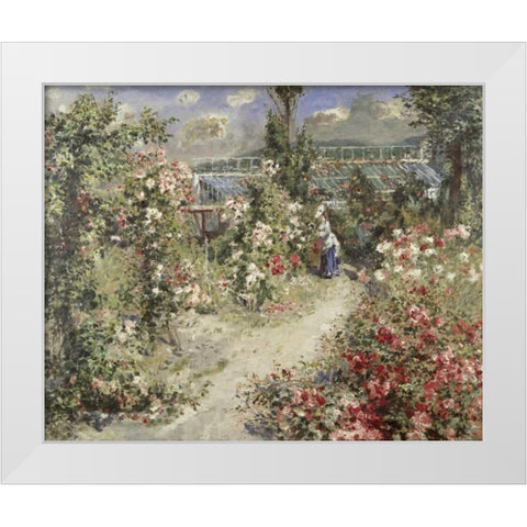 The Greenhouse White Modern Wood Framed Art Print by Renoir, Pierre-Auguste