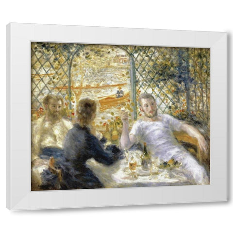 The Rowers Lunch White Modern Wood Framed Art Print by Renoir, Pierre-Auguste