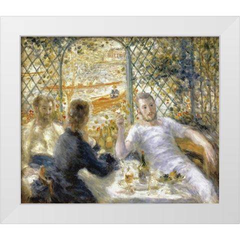 The Rowers Lunch White Modern Wood Framed Art Print by Renoir, Pierre-Auguste