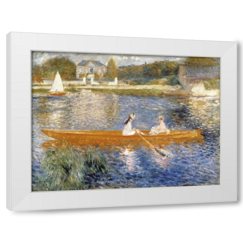 The Seine at Asnieres White Modern Wood Framed Art Print by Renoir, Pierre-Auguste