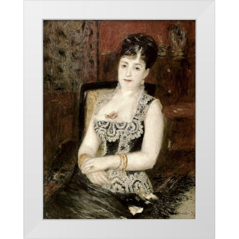 Portrait of a Woman White Modern Wood Framed Art Print by Renoir, Pierre-Auguste