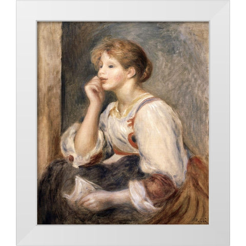 Woman with a Letter White Modern Wood Framed Art Print by Renoir, Pierre-Auguste
