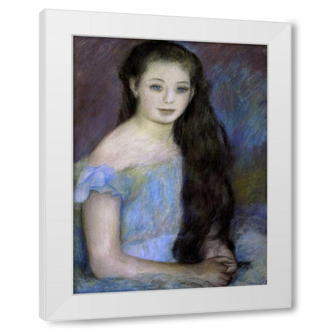 Young Girl With Dark Brown Hair White Modern Wood Framed Art Print by Renoir, Pierre-Auguste