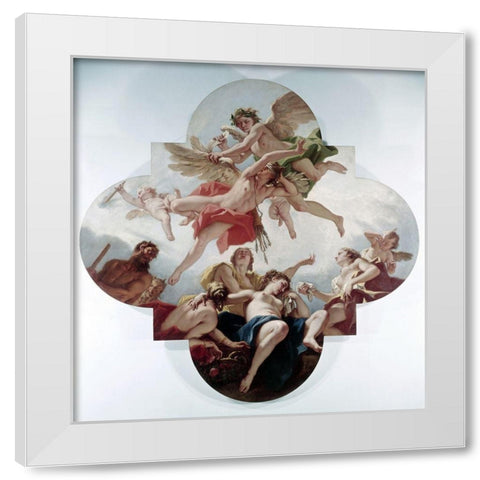 Taming of Cupid (Love Punished) White Modern Wood Framed Art Print by Ricci, Sebastiano