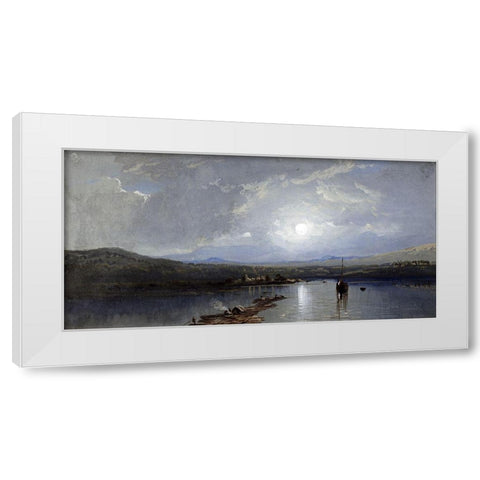 Moonlit River White Modern Wood Framed Art Print by Richards, William Trost