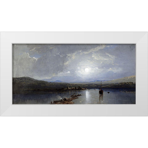 Moonlit River White Modern Wood Framed Art Print by Richards, William Trost