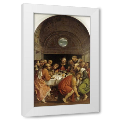 Last Supper White Modern Wood Framed Art Print by Romanino