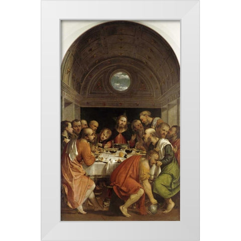 Last Supper White Modern Wood Framed Art Print by Romanino