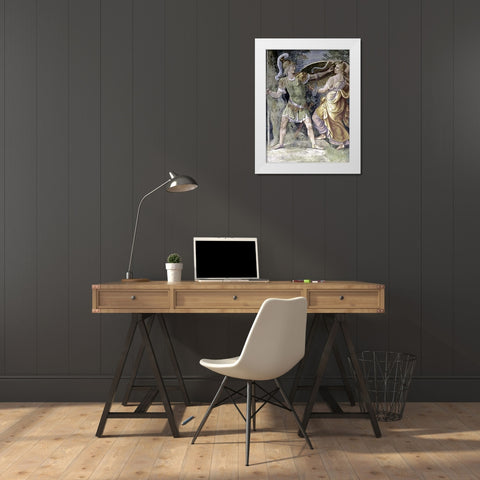 Thetis Arming Achilles White Modern Wood Framed Art Print by Romano, Giulio