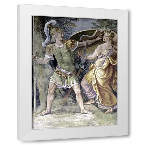 Thetis Arming Achilles White Modern Wood Framed Art Print by Romano, Giulio