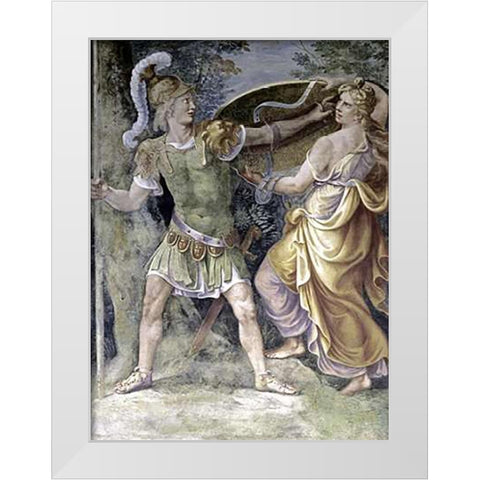 Thetis Arming Achilles White Modern Wood Framed Art Print by Romano, Giulio