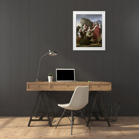 Christ Healing The Blind White Modern Wood Framed Art Print by Rorbye, Martinus Christian Wedseltoft