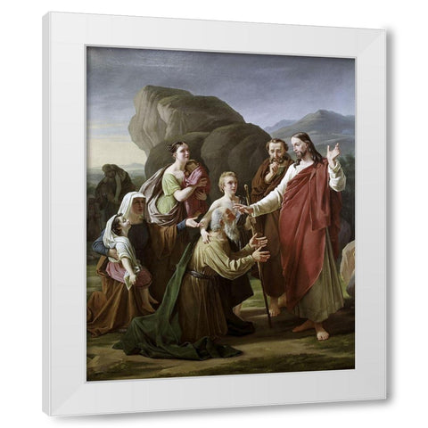 Christ Healing The Blind White Modern Wood Framed Art Print by Rorbye, Martinus Christian Wedseltoft