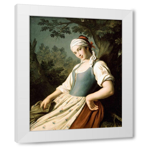 Young Woman White Modern Wood Framed Art Print by Rotari, Pietro Antonio