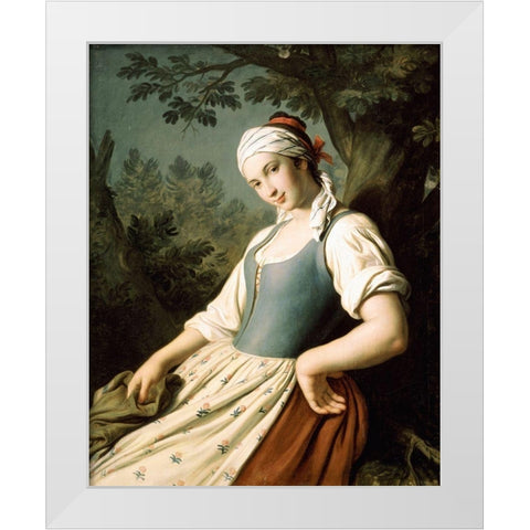 Young Woman White Modern Wood Framed Art Print by Rotari, Pietro Antonio