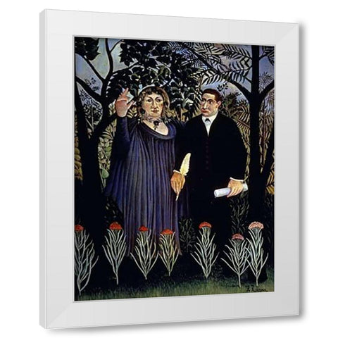 A Poet Inspired By The Muse White Modern Wood Framed Art Print by Rousseau, Henri