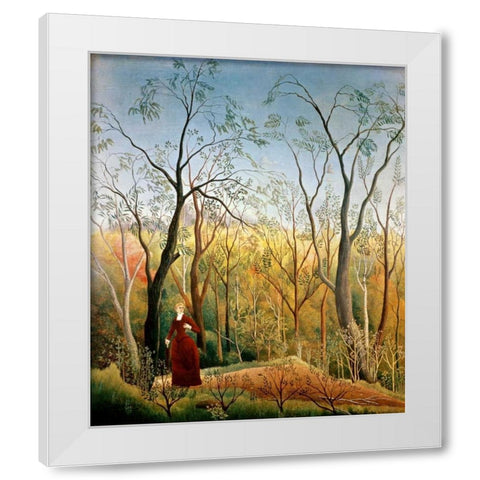 A Stroll in the Woods White Modern Wood Framed Art Print by Rousseau, Henri