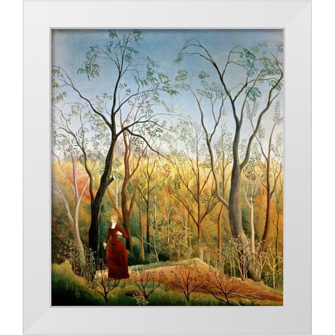 A Stroll in the Woods White Modern Wood Framed Art Print by Rousseau, Henri