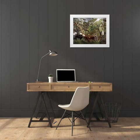 Exotic Landscape White Modern Wood Framed Art Print by Rousseau, Henri