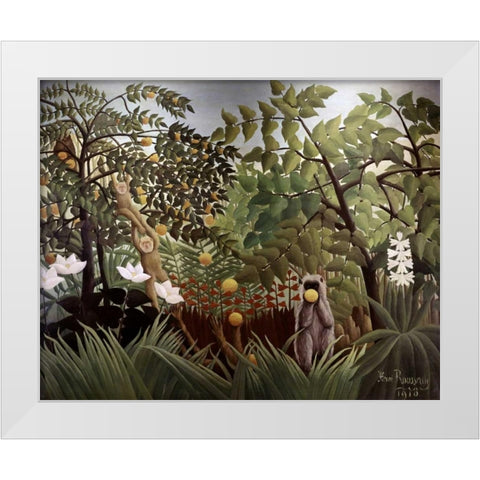 Exotic Landscape White Modern Wood Framed Art Print by Rousseau, Henri