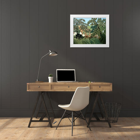Exotic Landscape White Modern Wood Framed Art Print by Rousseau, Henri
