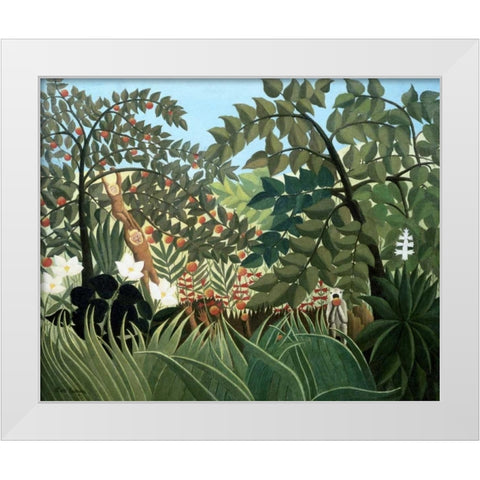 Exotic Landscape White Modern Wood Framed Art Print by Rousseau, Henri